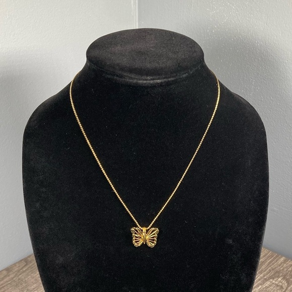 Accents by Hallmark Jewelry - Vintage Gold Plated Butterfly Pendant Necklace 18” Gift